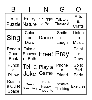 Coping Skills Bino Bingo Card