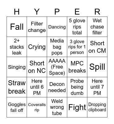 UpSCREAM Bingo Card