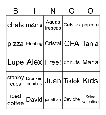 big back bingo Card