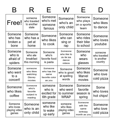 Freshly BREWED Friends Bingo Card