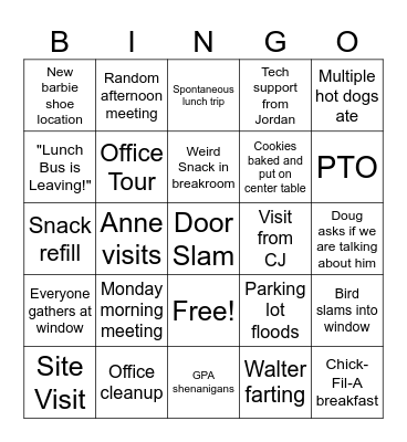 HGB Office Bingo Card