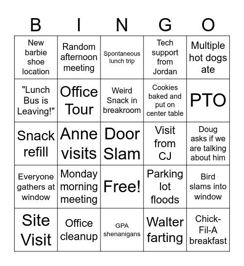 HGB Office Bingo Card