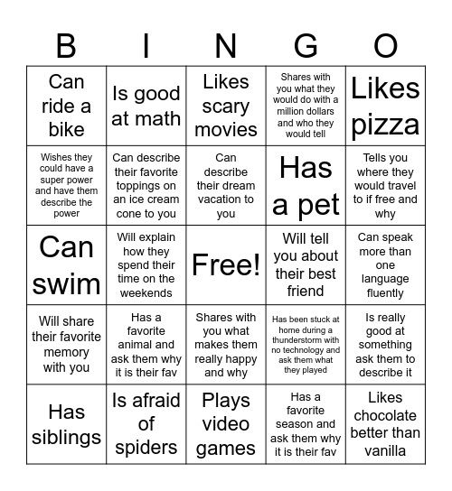 Find Someone Who... Bingo Card