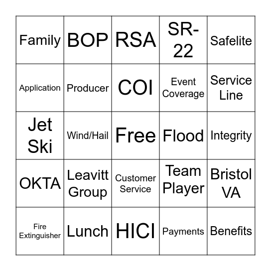 Lingo Bingo Card