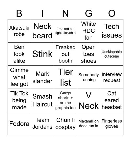 Evo irl stream bingo Card
