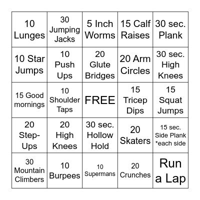 NOVEMBER PROJECT BINGO Card