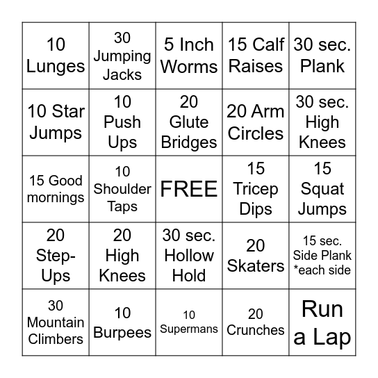 NOVEMBER PROJECT BINGO Card