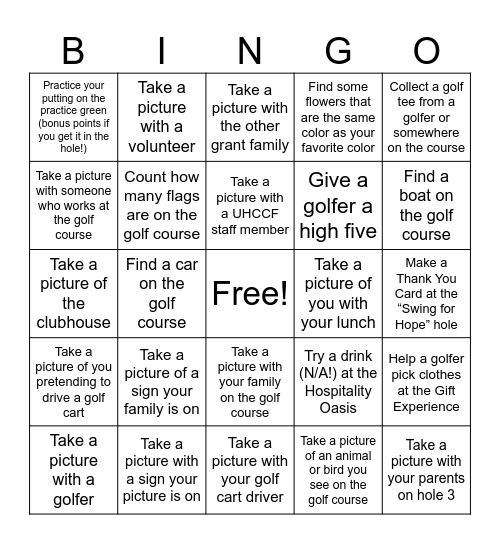 MN Golf Classic BINGO Card