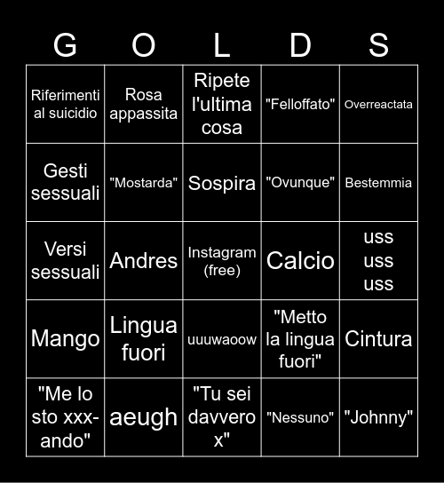 Goldonate Bingo Card