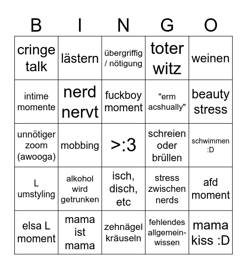 beusientsenert Bingo Card