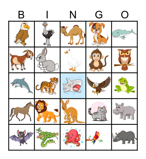Animal Bingo Card