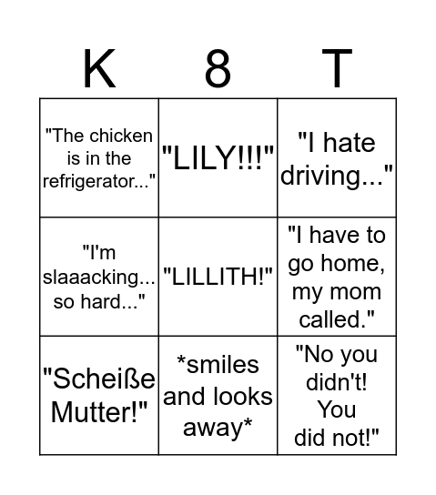 Katie Bingo Card