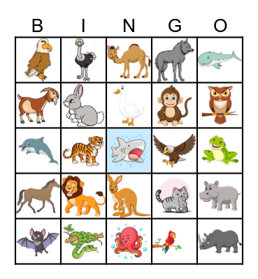 Animal Bingo Card