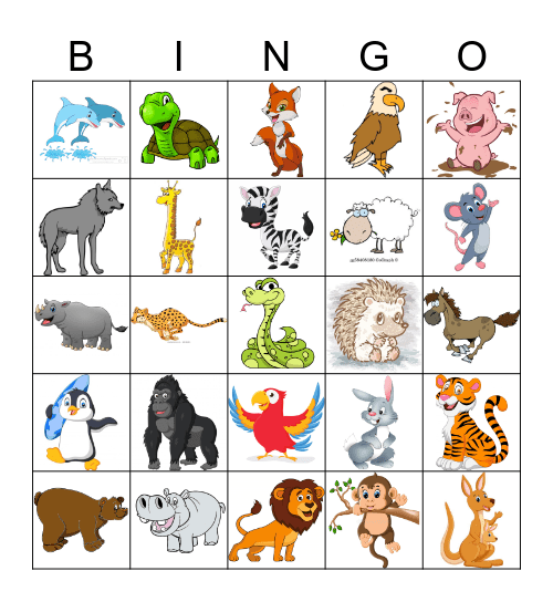 ZOO ANIMALS Bingo Card