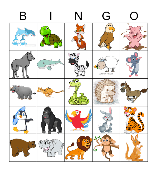 ZOO ANIMALS Bingo Card