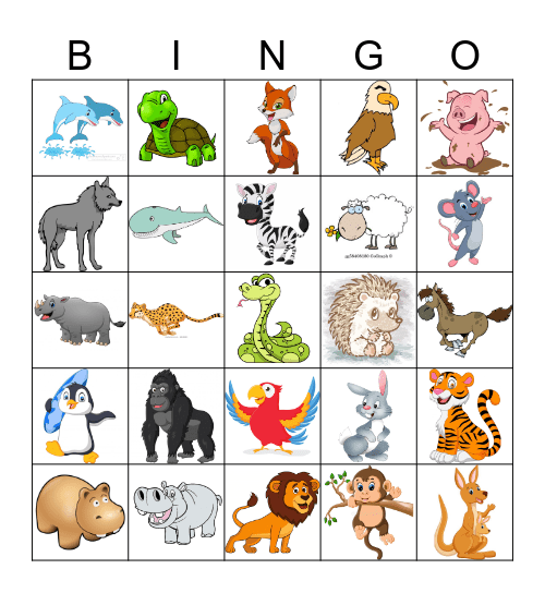 ZOO ANIMALS Bingo Card
