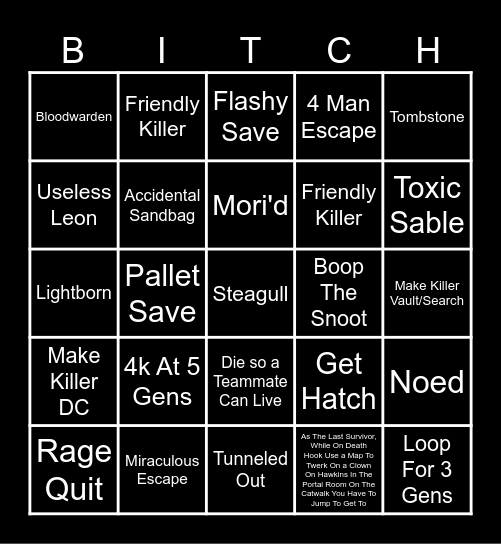 Dead By Daylight Bingo! Bingo Card