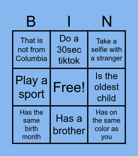 Get To Know You Bingo Card