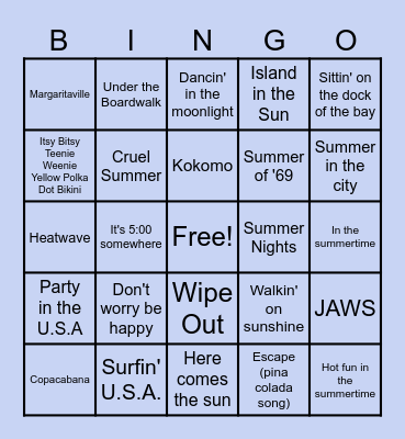 Summertime Bingo! Bingo Card
