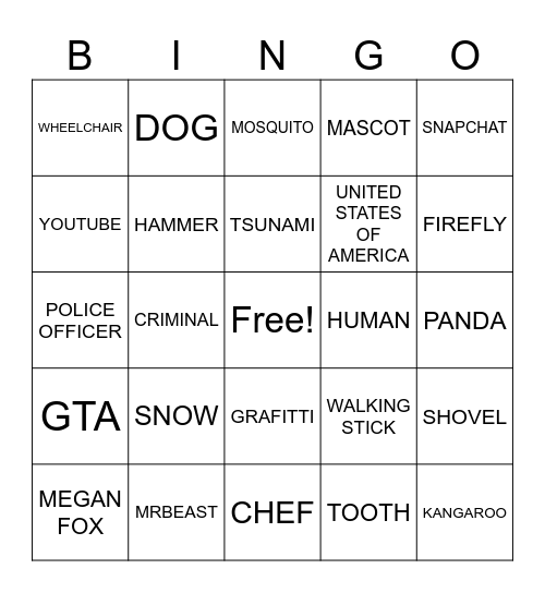 INFINITE CRAFT Bingo Card