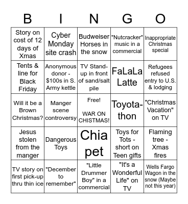 Media Holiday Bingo Card