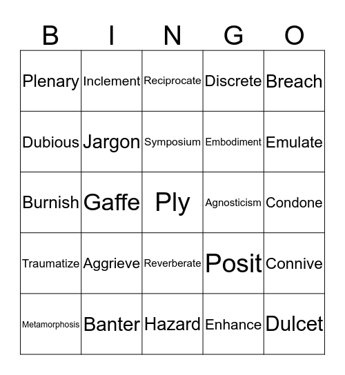 Vocab. Unit 5 Stacy, Alma, Meaghan Bingo Card