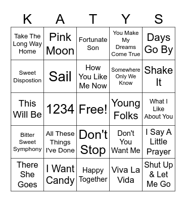 Songs From Commercials Bingo Card