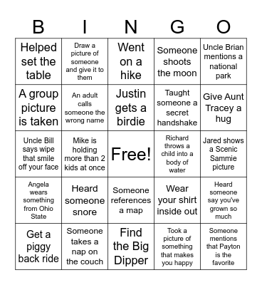 2025 Rohrbaugh Reunion Bingo Card