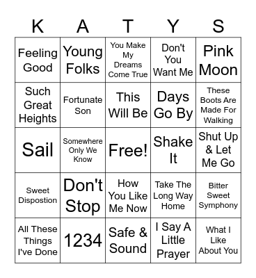 Songs From Commercials Bingo Card