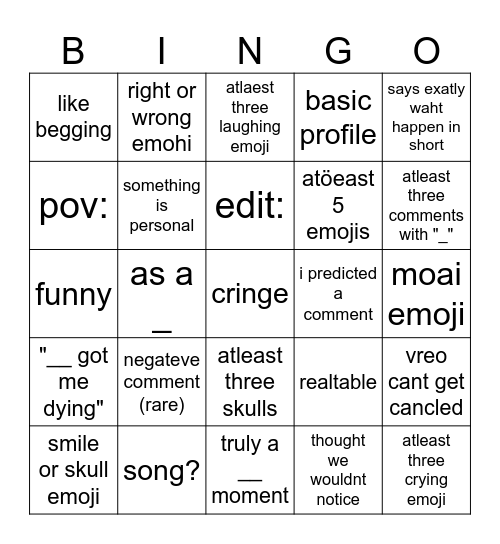 Untitled Bingo Card