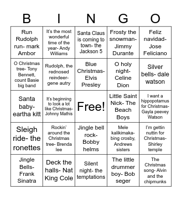 Christmas Bingo 1 Bingo Card