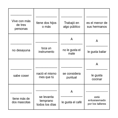 BINGO HUMANO Bingo Card