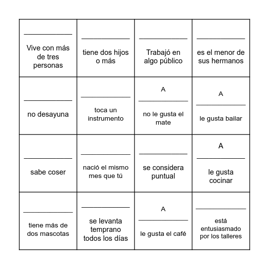 BINGO HUMANO Bingo Card