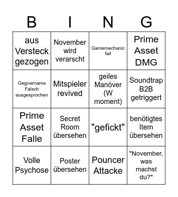 Outlast Bingo Card