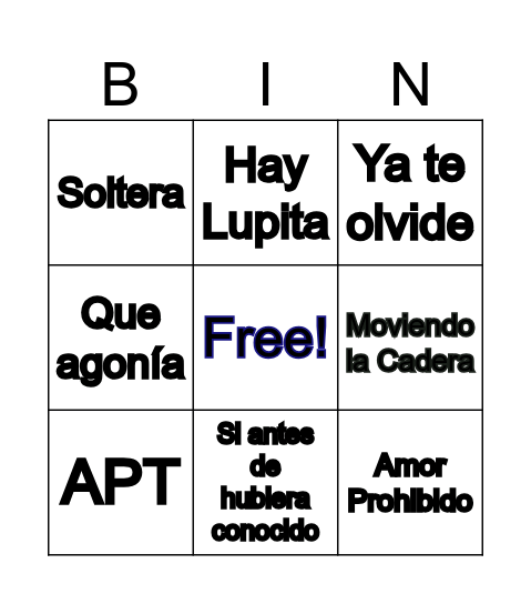 Bingo Musical Bingo Card