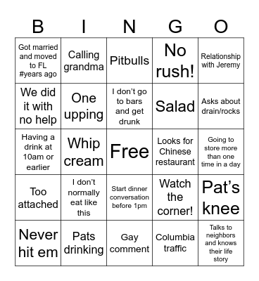 Dad Bingo Card