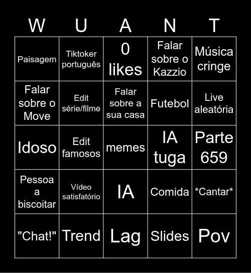 WUANT Bingo Card