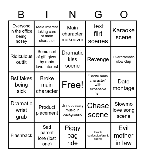 Kdrama Bingo Card