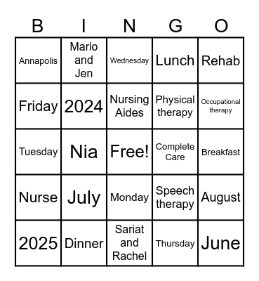Orientation BINGO Card