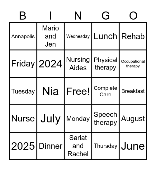 Orientation BINGO Card