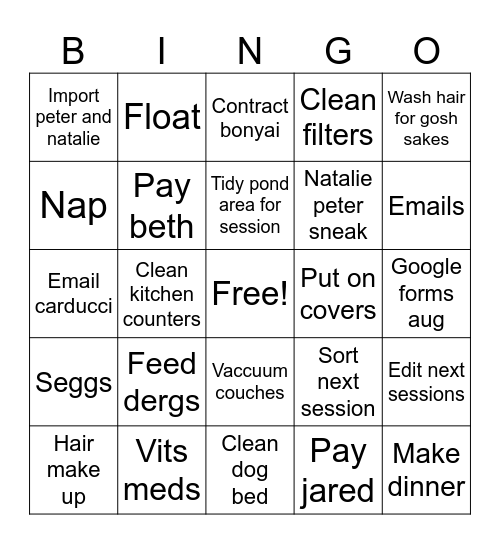 Wedsss Bingo Card