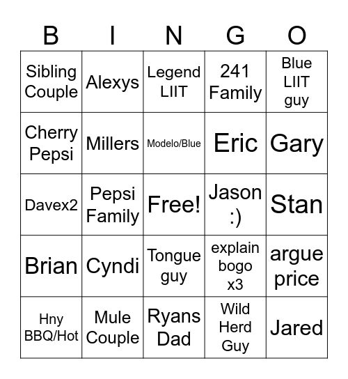 B-Dubs BINGO Card