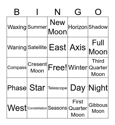 Earth Science BINGO Card