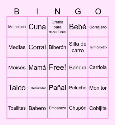 Baby Shower Bingo Card