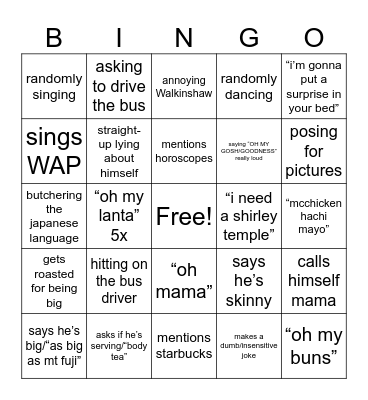 Brayden Bingo Card