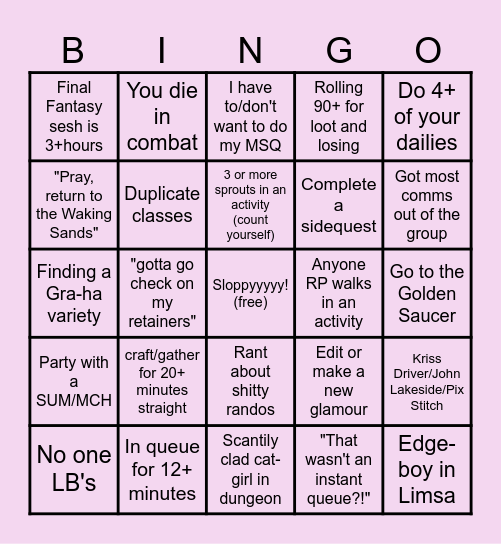 FFXIV BINGO Card