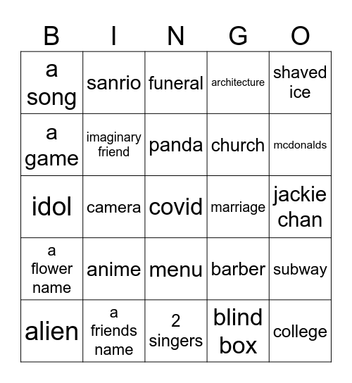 Infinite Craft Bingo Card