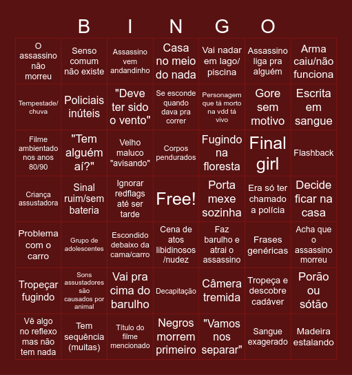 Só filme bão sô Bingo Card