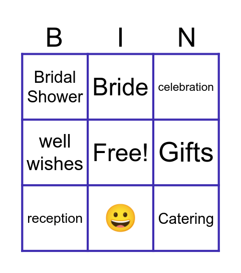 Laurel's Shower Bingo Card