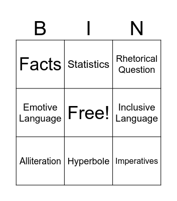 Persuasive Techniques Bingo Card
